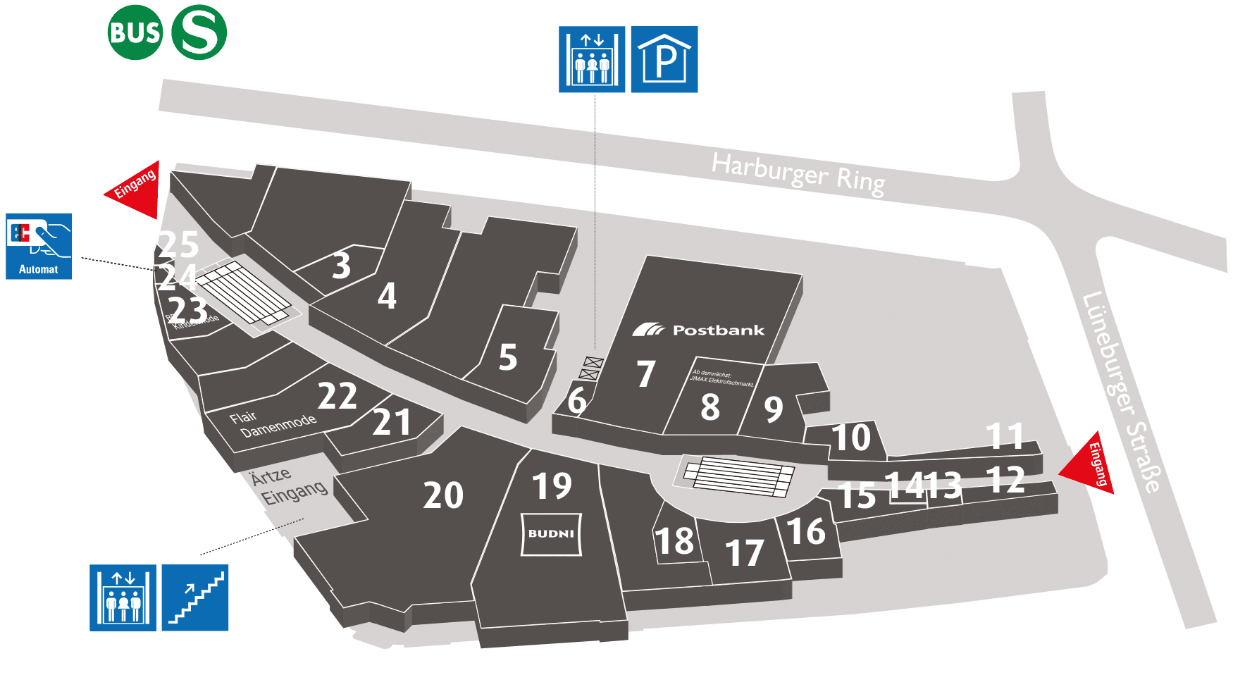 Harburg Arcaden Lageplan Erdgeschoss